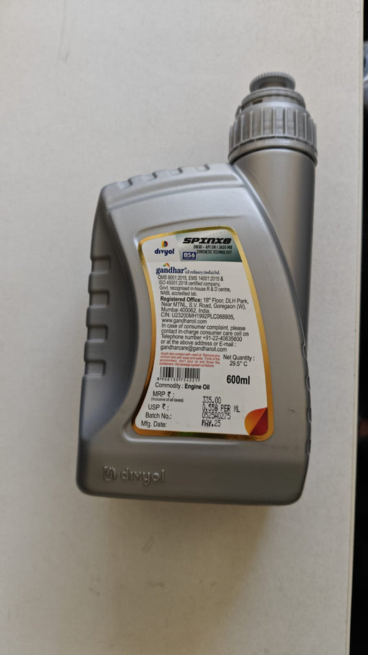 DIVYOL SPIN X8 Engine Oil 5W30 API SN 600 ML